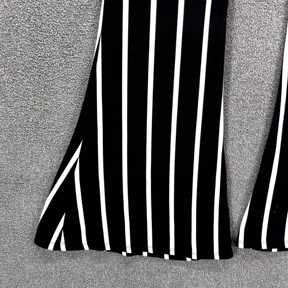 Eye Candy‎ pants Womens Blue white Stripe elastic waist Wide leg disco 80' retro - Picture 6 of 12